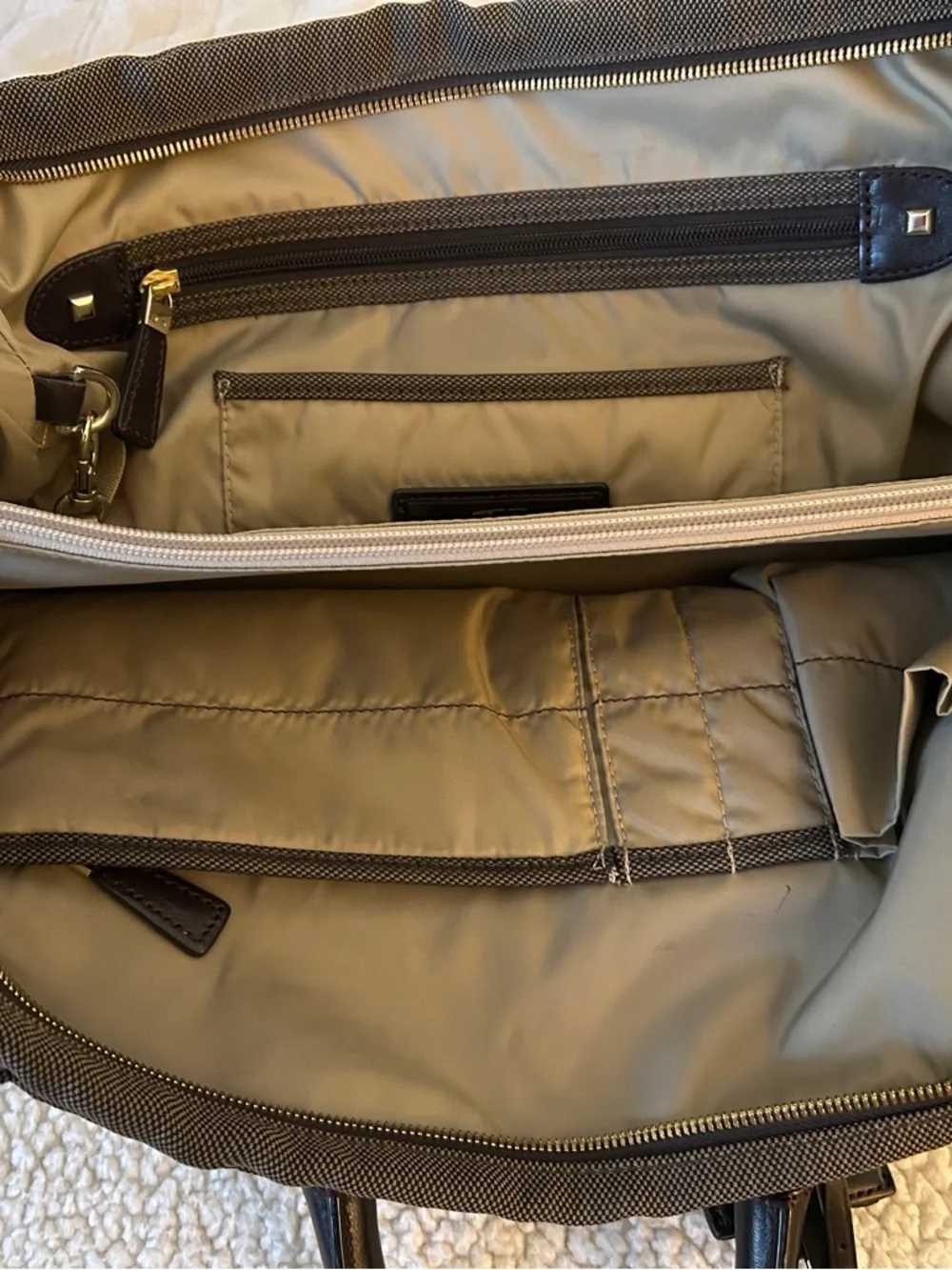TUMI Dark Brown Canvas & Leather Business Laptop Bag